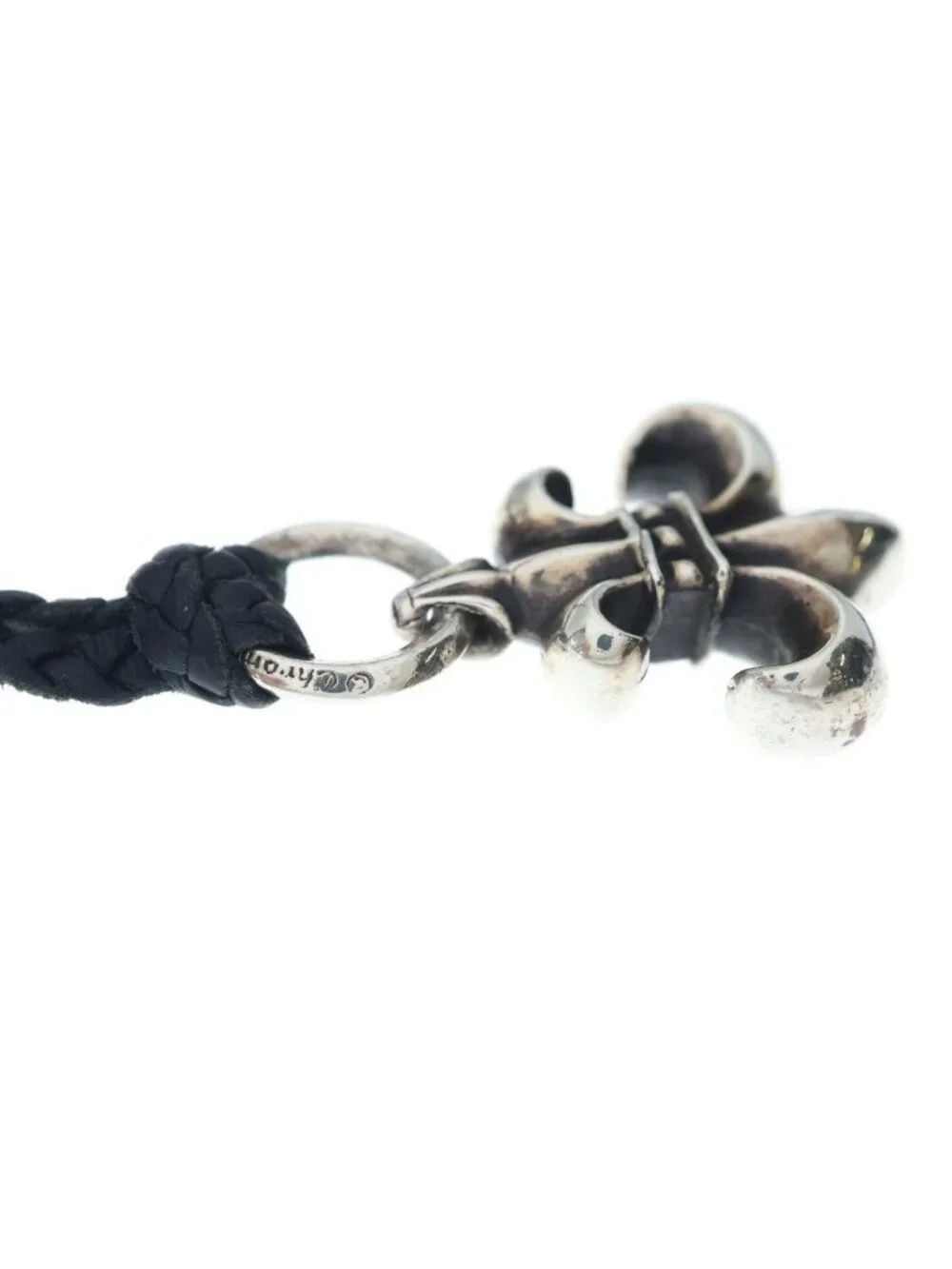 Chrome Hearts BS Fluer BC BS Flare Leather Blade Bolo Chip Necklace Black Silver